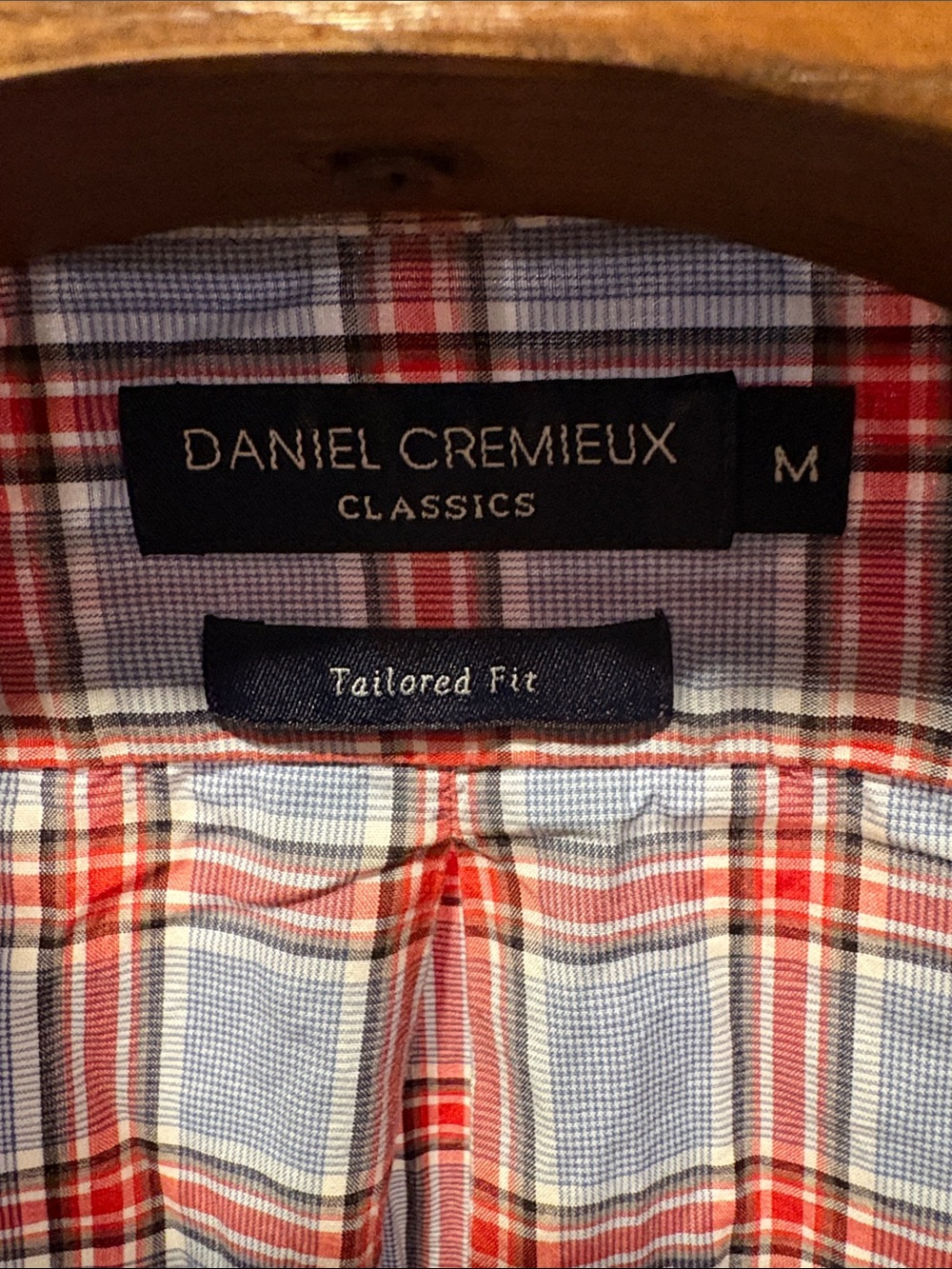 Daniel Cremieux. Button-Down Plaid Shirt Jacket in Light Blue and Red